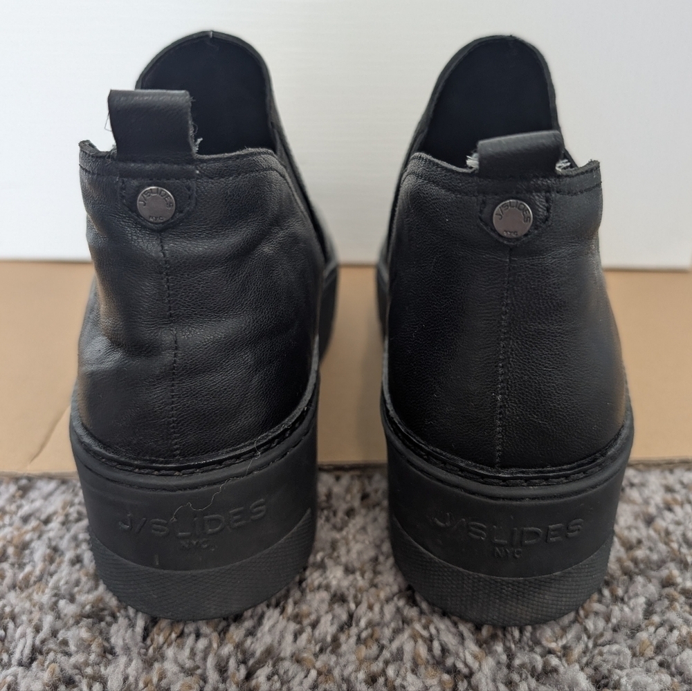 J/SLIDES Mika Solid Black Ankle Boot Platform Slip-Ons - Picture 5 of 12